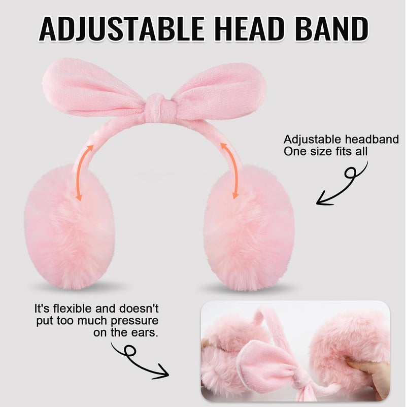 FSTEOE Winter Ear Muffs Women Warm Earmuff Girls Ear Warmers Soft Plush Outdoor Adjustable Ear Cover - Image 2
